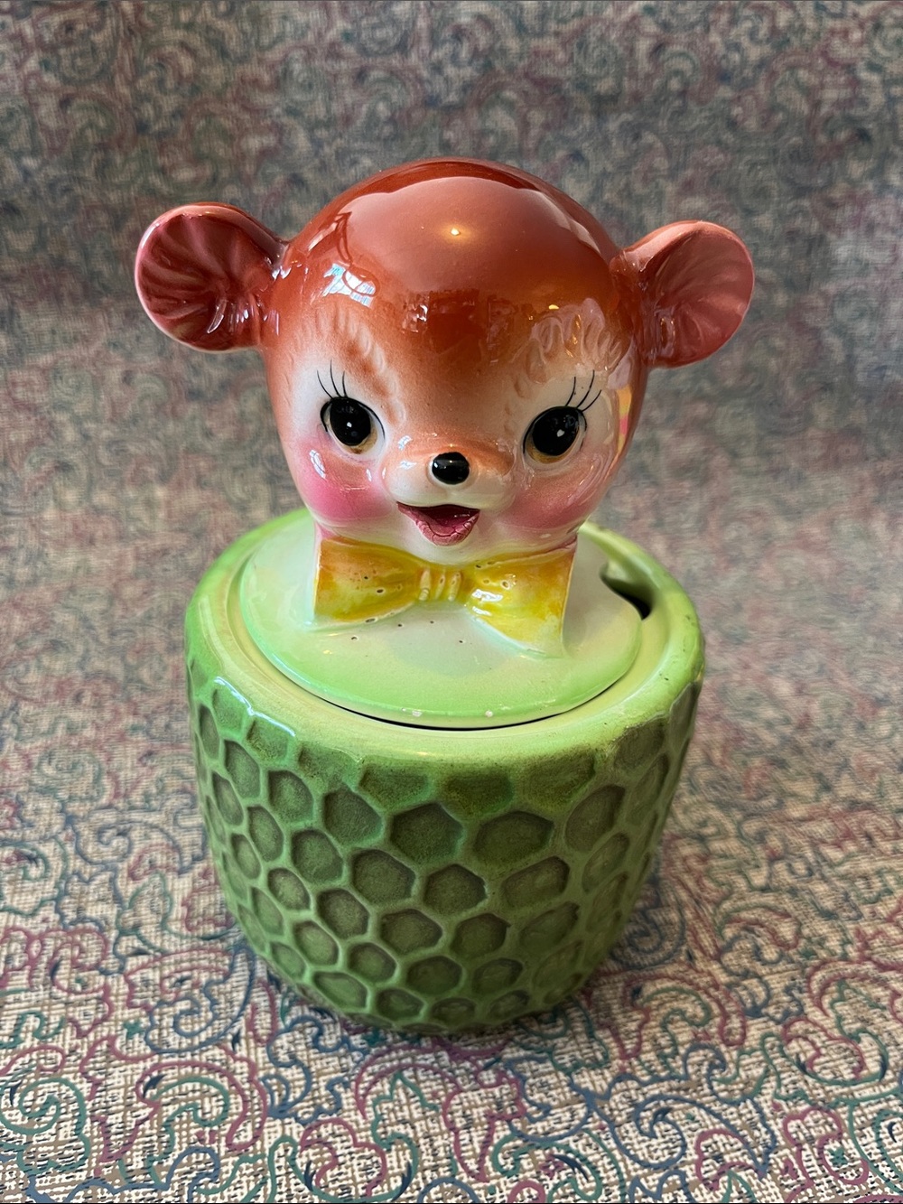 Vintage Anthropomorphic Ceramic Bear Honey Pot Jar - MCM made in Japan